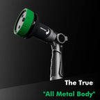 RESTMO Multi-Angle Garden Hose Nozzle with Sprinkler Function, Heavy Duty Water Hose Nozzle with 4 Spray Patterns, Magic Twist and Thumb Flow Control for Garden Watering, Car Washing & Yard, Green
