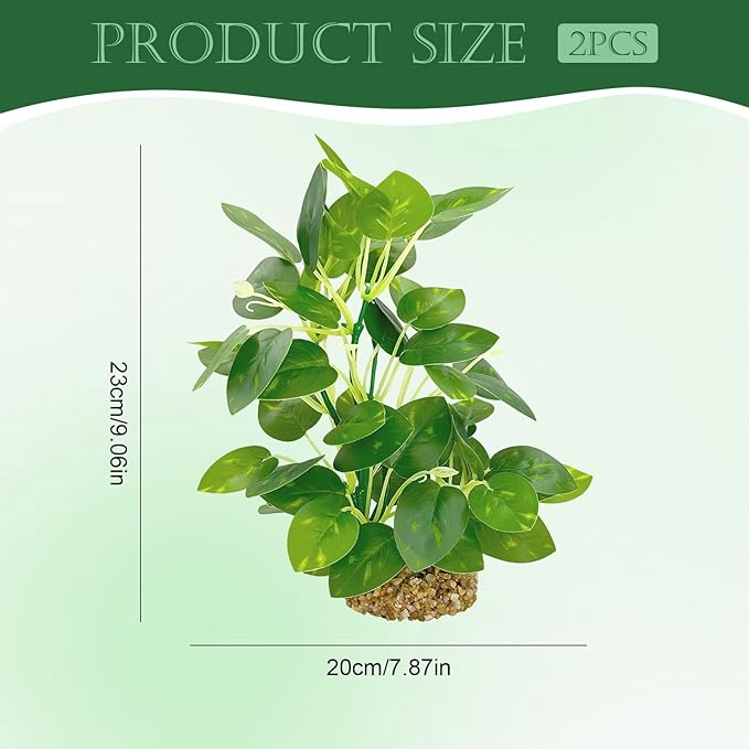 Silk Aquarium Plants (2-Pack) 9.8 Inch Artificial Plastic Fish Fish Habitat Decor, Small to Moderate Size Aquarium Decorations, Safe Green Plants for Freshwater Tanks