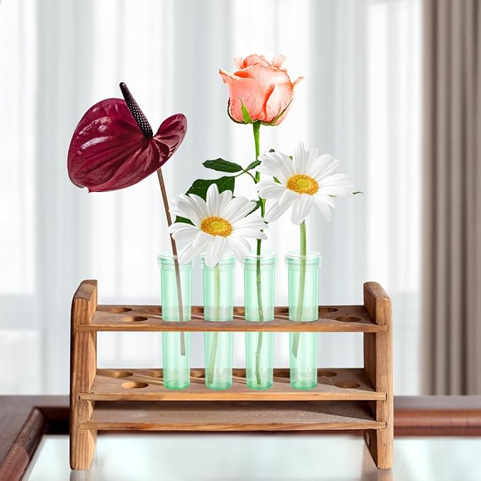 Vials for Flower Arrangements 2.8 Inch Floral Water Tubes Plastic Floral Vials with Caps (Green, 20 Pack)
