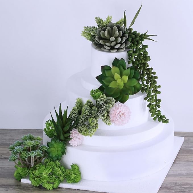 Winlyn 6 Pcs Unpotted Fake Succulents Assorted Faux Succulent in Different Green Artificial Hanging Succulents Textured Faux Succulent Pick Hanging String of Pearls Plant for Wedding Centerpieces