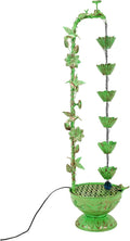 41" H Outdoor Tiered Water Fountain, Faucet-Shape Floor Standing Fountains with 6 Hanging Lotus Cups, Indoor Cascading Water Fountain Feature for Garden Yard Home Decor