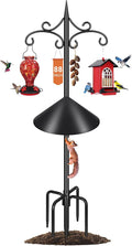 Heavy Duty Double Shepherd Hooks Squirrel Proof for Outdoor with 5-Prong Base, 88inch Adjustable Decorative Metal Bird Feeder Pole with Baffle for Hanging Bird Nests, Plant Baskets,1 Pack