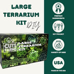 Cute Farms Terrarium Starter Kit | Moss, Vermiculite, Soil, Pebbles, Plant Food, Finishing Tools, Build and Care Guide | DIY Succulent Terrarium for Adults and Kids (Large)