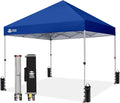 CROWN SHADES 8x8 Pop Up Canopy, Patented Center Lock One Push Instant Popup Outdoor Canopy Tent, Newly Designed Storage Bag, 8 Stakes, 4 Ropes, Silver-Coated Navy Blue