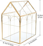 HighFree Geometric Plant Terrarium with Lid, House Succulent Terrarium Kit for Display, Air Plants, Succulents, Home Tabletop Miniature Terrarium, Not Airtight or Waterproof (Gold)