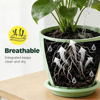 Plant Pots, Self Watering Planters with Drainage Holes and Trays, Flower Pots for Indoor Outdoor - 6 Pack(4/5/6/6.5/7/8 Inch) (Light Green)