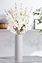 6PCS White Delphinium Artificial Flower Lifelike Larkspur Silk Flowers Plant 35.43'' Long Stem Blossoms Fake Flowers for Tall Vase Floral Arrangements Home Table Wedding Decor(White)