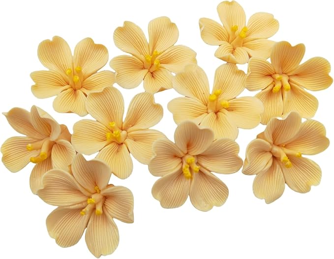 10 PCS 3D Flower Ceramic Tiles,1.6" Handmade Procelain Ceramic Flowers for Artwork,Fish Tank,Vases,Living Room, Dining Table,Office, Home Floral Decor (Single-Flowered Orange)