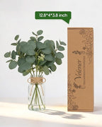 Velener Faux Eucalyptus Stems in Vase with Faux Water, Fake Plants Indoor Artificial Eucalyptus Plant for Home Decor, Kitchen Bathroom Farmhouse Living Room Coffee Table Centerpieces for Tables Green