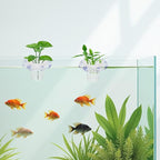4 Sets Floating Aquarium Plant Holder, Translucent Plastic Fish Tank Basket with Floating Rings, Aquarium Hydroponic Basket for Live Plant Cultivation and Aquascape Decorations