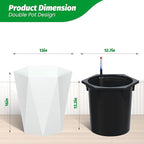 16 in Self Watering Planters Set of 2, Tall Diamond Design, with Water Level Monitor, Indoor Outdoor Flower Pots for Patio, Porch, Living Room, Home Office