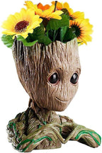 B-Best Baby Groot Pen Pot Tree Man Pens Holder or Flower Pot with Drainage Hole Perfect for a Tiny Succulents Plants 6" (Brown)