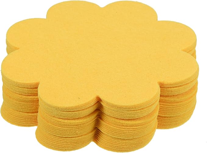 PATIKIL 5 Inch Plant Pot Hole Pad, 30 Pack Non-Woven Fabric Flower Shape Bonsai Bottom Soil Mat, Yellow