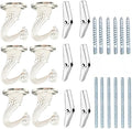 6 Sets White Ceiling Hooks for Hanging Plant, Heavy Duty Swag Toggle Hooks with Hardware (Silver)