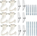 6 Sets White Ceiling Hooks for Hanging Plant, Heavy Duty Swag Toggle Hooks with Hardware (Silver)