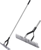 YEELOR Thatch Rake for Lawn, Easily Removes Dead Grass & Thatch, 58.5-Inch Long Handle for Less Bending, Heavy Duty Steel for Yard & Garden