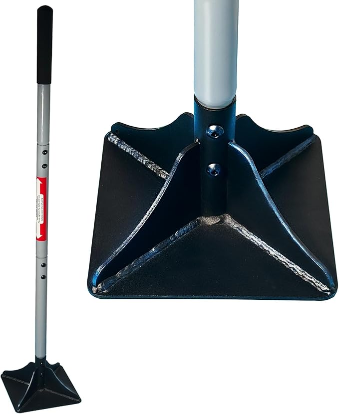 Heavy Duty Steel Tamper 10"x10" with 48 inch Ergonomic Handle and Rubber Foam Grip -Garden Landscaping Hand Rammer Compactor for Earth, Gravel and Dirt Pavement Compaction Paver Tool Trash Tamper