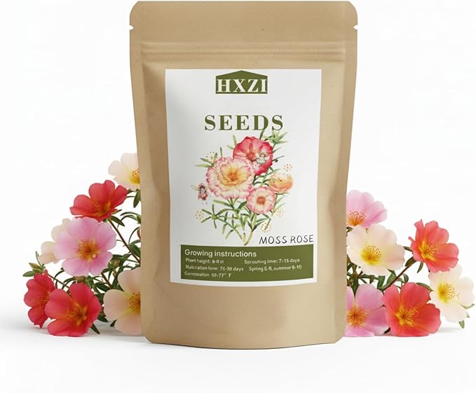 50,000 Moss Rose Seeds, Portulaca Grandiflora for Planting, Trailing Annual for Full Sun Garden Beds, Borders, Pots, Hanging Planters and Ground Cover