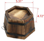 MY MIRONEY Plant Pots, Vintage Wooden Barrel Planter - Solid Rustic Garden Flower Pot with Metal Handles & Frame for Indoor Planter, Office Home Decor, Garden Home Plants, 6.5" x 3.94"
