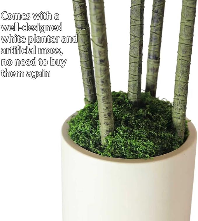 5FT Artificial Dracaena Tree Red: Compact Faux Plant for Apartments, Realistic Greenery in White Planter, Easy-Clean Silk Tree for Small Space, Balcony, Office Gaoqisi