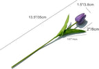Mandy's Purple Artificial Tulips Flowers Centerpiece, 13.5" Lifelike PU Fake Floral Stems 20pcs for Kitchen Island & Dining Table, Spring Decor for Easter
