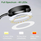 wolezek 2 in 1 Grow Lights for Indoor Plants, 3 Colors Plant Lights for Indoor Growing with 360° Gooseneck, 48 LEDs Full Spectrum Plant Grow Lights Indoor, 6/12/16H Timer, 5 Brightness, Black 2 Pack