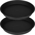 2 Pack of 20 21 inch Plant Saucer Round, Deep Plant Saucers for Pots, Heavy Duty Plastic Plant Drip Tray for Indoors Outdoor, Bird Bath Bowls, Plant Trays for Planter 19-22" (21 inch, Black)