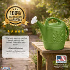 PMU 2 Gallon Watering Can - Garden Watering Can for Indoor & Outdoor Plants - Plastic Water Can with Detachable Sprinkler Head - Large Water Pot, Made in USA - Sage Green Pkg/6