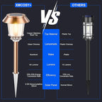 XMCOSY+ Solar Pathway Lights Outdoor - 6 Pack Solar Lights Outdoor Waterproof, 10-40 LM Dimmable Auto On/Off Solar Outdoors Lights Yard Garden Walkway Driveway (Warm White)