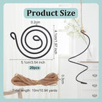 OLYCRAFT 20Pcs Black Spiral Hanging Plant Display with Jute Ropes Hanging Air Tillandsia Holder Succulent Display Container Plants Wall Holder for Small Plant Home Office Desk Decor