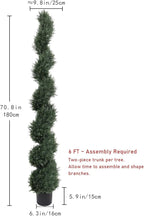 THE BLOOM TIMES 6ft Spiral Artificial Topiary Trees Set of 2, 71 inch Faux Cedar Trees for Outdoor Planters - Fake Twist Cypress Plants for Garden Front Porch Indoor Outside Decor 6 Foot