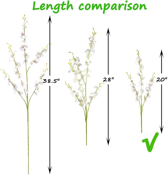Silk Flowers in Bulk Wholesale Artificial Orchids, 10 Pcs (Each 20”), for Wedding Festive Party Home Office Decoration, No Include Vase