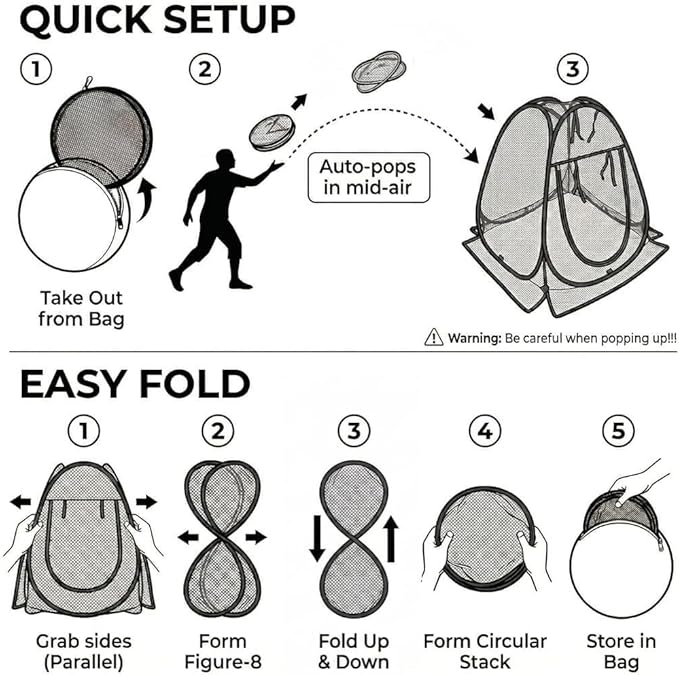 Plant Covers Pop up Gardening Net Cover,Insect Bird Barrier Netting Mesh Plant Netting Pest Guard Cover with Zip Entry for Plants, 1-Pack, Black (Black-1 Pack)