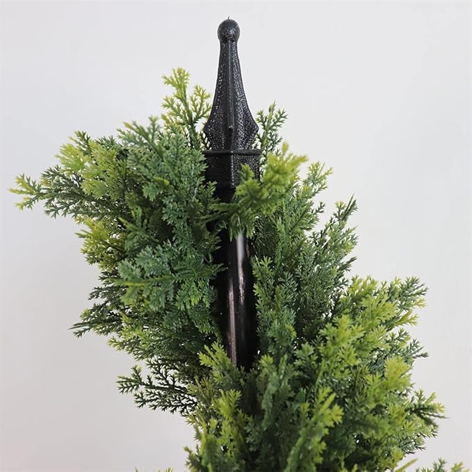 ALL SEASON GREEN 5' Cypress Artificial Outdoor Plants Boxwood Topiary Spiral Front Porch Decor Tree Potted Set of 2