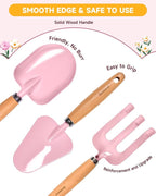 Kids Gardening Tool Set Toys - 8 Pieces Quality Garden Kit for Toddlers & Kids with Shovels, Rake, Watering Can, Hat, Apron, Gloves & Storage Bag (Pink Flower)