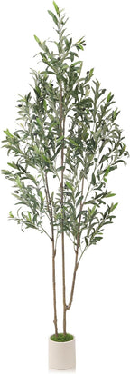 Alupssuc 6ft Olive Trees Artificial Indoor & Outdoor, Faux Olive Tree with Lively Artificial Trunk and Lifelike Fruits, Fake Potted Tree for Modern Home Office Living Room Decor