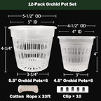 Orchid Pot, 12 Pack Orchid Pots with Holes, 5.5in and 4.5in Clear Orchid Pots for Repotting, Breathable Slotted Orchids Planter, Plastic Flower Plant Pot Indoor