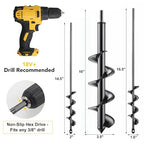 Auger Drill Bit for Planting Set of 3, 1.6x16.5, 2x14.5, 3.5x16 - Compatible with 3/8" Hex Drive Drill for Planting Bulbs, Bedding Plants, Mixing Soil, Fertilizer