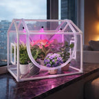 Indoor Mini Greenhouse with Grow Light, Tabletop Small Greenhouse for Beginners, All-in-One Tiny Plant Nursery Kit with Adjustable LED Light & Timer, Smart Grow Tent for Herbs, Gardening Gift
