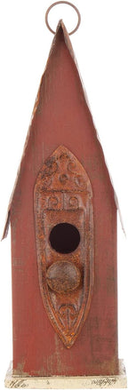 Glitzhome Bird Houses for Outside, Hand Painted Distressed Wooden Bird House for Outdoors, 13.25" H Hanging Birdhouse Bluebird House for Hummingbird,Sparrow,Wren Finch