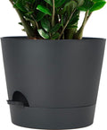 SwinDuck 12inch Large Self Watering Plant Pot, Plastic Cylinder Planter with 60Oz Deep Reservoir and Saucer for Indoor Outdoor Plants Flowers Houseplants, Black
