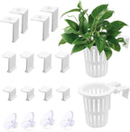 2PCS Upgraded Large Aquarium Plant Holder with 1.57" Extension Hooks and Suction Cups, Aquatic Plant Holder for Fish Tank Aquaponic Plants Cultivation and Aquascape Accessories (White)