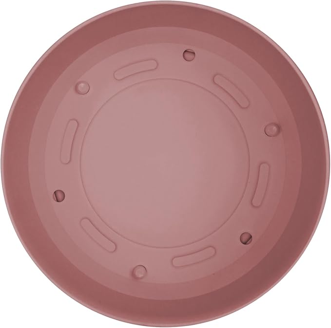 Bloem Mathers 12" Dusty Rose Round Modern Resin Garden Planter Pot with Drainage Holes and Removable Saucer Tray Included