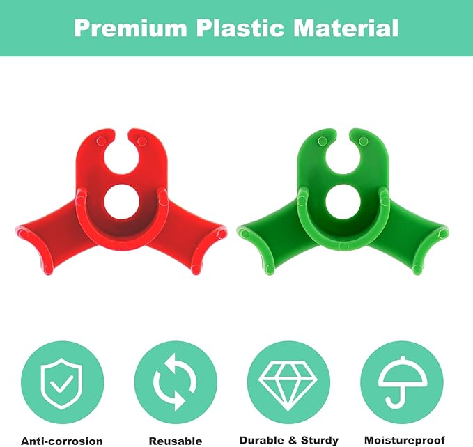 Ouligay 40pcs Plant Training Clips, Plastic Plant Clip, Lst Clips for Low Stress Training Plant Stem Support, 90 Degree Angle Plant Clips(Circle Style,Red and Green)