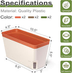 OurWarm Windowsill Herb Planter Box Set of 6, 10.5 Inch Self Watering Pots for Indoor Plants, Flower Box with Water Level Window, Colorful Plastic Flower Pots & Planters for Herbs, Vegetables, Flowers