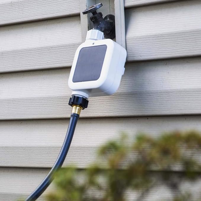 Netro Pixie Smart Hose Faucet Timer, WiFi, Solar Powered, Weather Aware, White, Compatible with Alexa