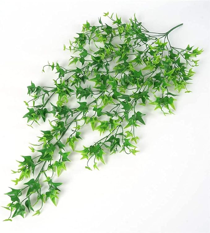 Fake Hanging Plants Decoration, PASYOU Artificial Vine Ivy Sweet Potato Leaves Plastic Foliage Vines, UV Resistant Greenery Flowers for Indoor Outdoor Home Garden Wall Wedding Party Table Green 4 Pack