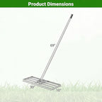 Goplus Lawn Leveling Rake, 30" x 10" Heavy Duty Level Lawn Tool w/ Ergonomic Handle for Soil, Effort-Saving Landscape Rake for Garden, Backyard, Golf Course, Farm, Pasture (Sliver)