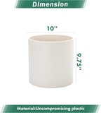 D'vine Dev 10 Inch Plastic Planter Pots for Plant Pot with Drainage Hole and Seamless Saucers, Oatmeal, 74-X-H-2