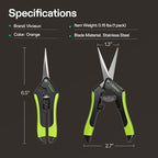 VIVOSUN Gardening Hand Pruner Pruning Shear with Straight Stainless Steel Blades (Black, Straight Blade, 6 Pack)